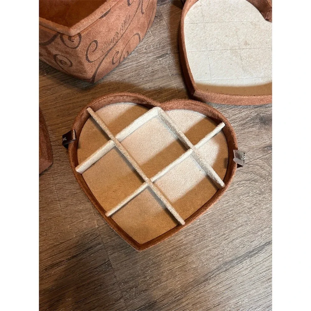 Brighton Fill Your Heart Heart Jewelry Box Brown Mirror 3 Removable Trays